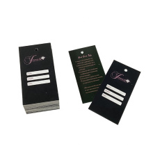 Wholesale glossy  branded name garment tag black custom hair bundles tags